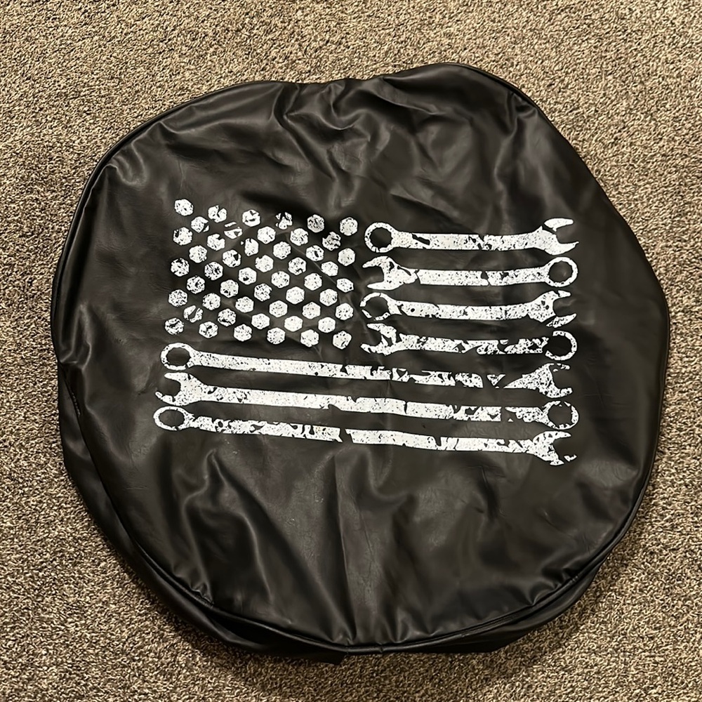 Jeep spare tire American flag wrench cover